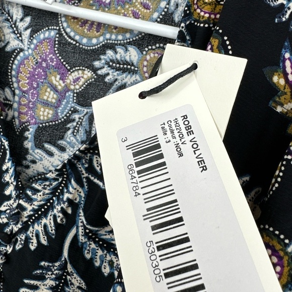 $299 Ba&Sh Volver Dress 3 Large US Noir Black Floral Mini Boho - Picture 5 of 7